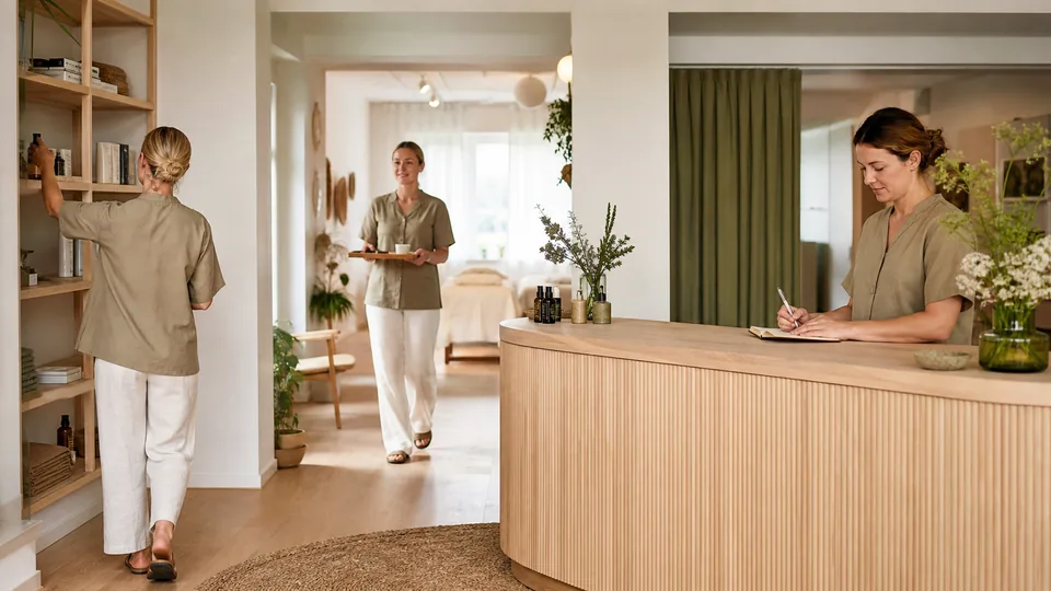 Calm salon and clinic interior before the working day